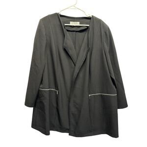 Tahari Arthur S Levine Women Black Duster‎ Cardigan Zipper Pockets 22W